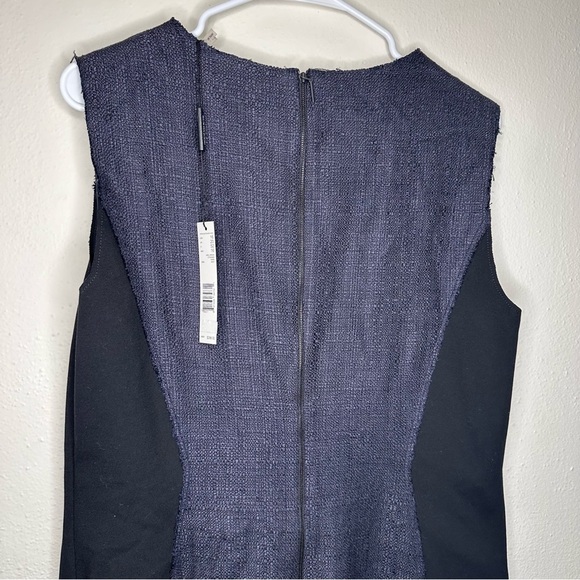 NWT ELIE TAHARI Patchwork Textured Colorblock Black & Grey Zipped MIDI Dress 16 - Picture 8 of 14